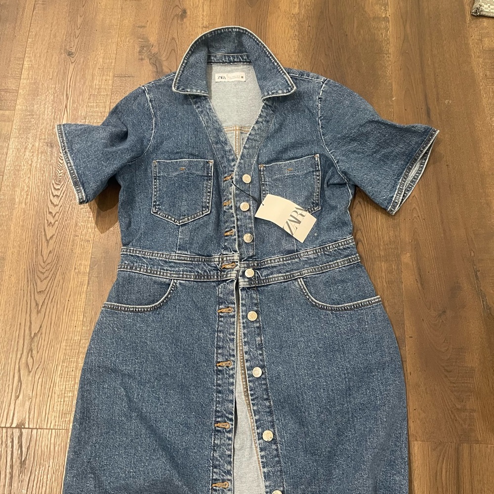 Zara Blue Denim Short Sleeve Dress